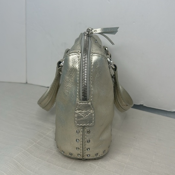 MICHAEL Michael Kors Metallic Gold Rhine Stone Studded Zipper Handbag - Picture 3 of 11